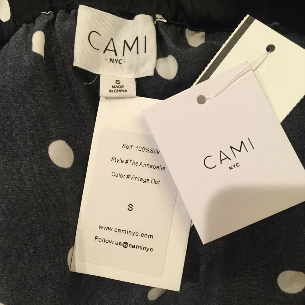 NWT Cami NYC Annabelle Silk Midi Skirt Vintage Dot Black White Small